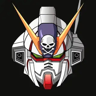 Front-facing vector portrait of Crossbone Gundam X-1 with skull-and-crossbones forehead emblem.