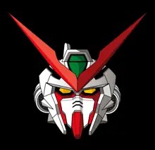 Front-facing vector illustration of Gundam Astray Red Frame on a black background.