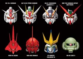 Vector illustration collection featuring RX-78-2 Gundam, Strike Gundam, Crossbone Gundam X-1, Gundam Astray Red Frame, Sazabi, Sinanju, Tallgeese III and Zaku II.