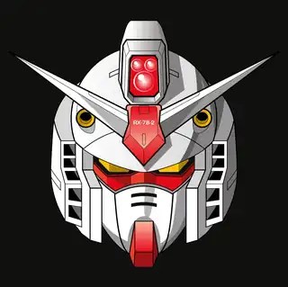 Front-facing vector illustration of the RX-78-2 Gundam head on a black background.