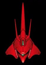 Front-facing red vector illustration of MSN-04 Sazabi on a black background.
